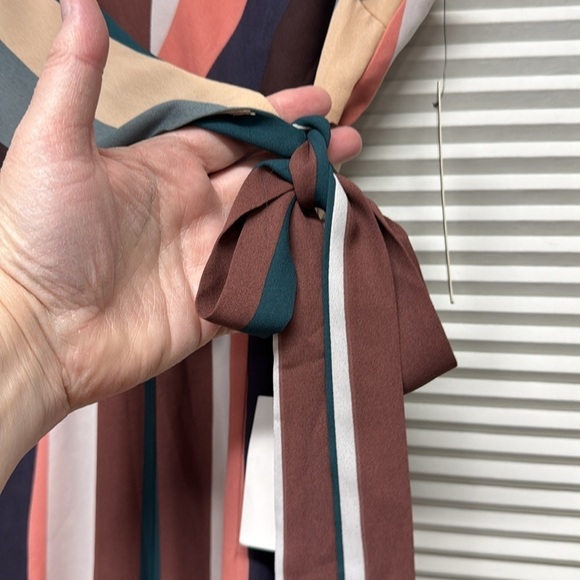 Lulus NWT Pink Burgundy Turquoise Bold Stripe Pantsuit Jumpsuit Size Small - Picture 4 of 10